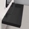 Trough Black Ceramic Wall Mounted or Drop In Sink